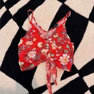 Kendall & Kylie Red Floral Spaghetti Strap Dress